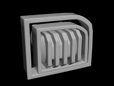Gray 3D Model Mechanical Component With Parallel Strips And Frame Structure 3d model