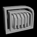 Gray 3D Model Mechanical Component With Parallel Strips And Frame Structure