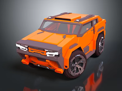Orange Electric Toy SUV Car With Modern Design And Stylish Wheels 3d model
