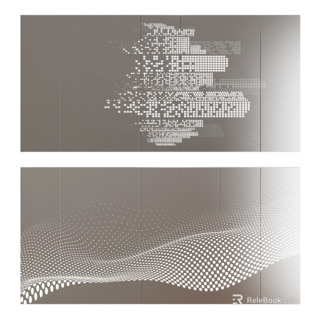 Modern Wall Panel Design With Intricate Dot Patterns And Wave Shaped Decorative Features 3d model 