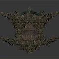 Traditional Chinese Ancient Multi Layered Building With Curved Eaves And Tile Roof Design