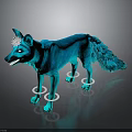 Fantasy Character Teal Wolf Creature With Shiny Fur Flower Head And Paw Rings