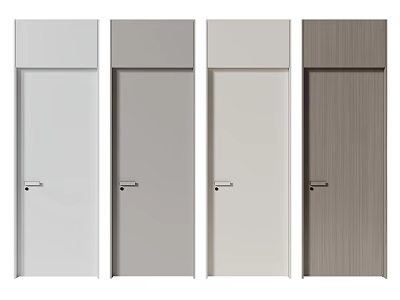 Modern Interior Hinged Doors in White Light Grey Beige and Wood Grain Finishes 3d model