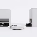 Modern White Upright Daily Electrical Appliances And Round Robotic Vacuum Cleaner