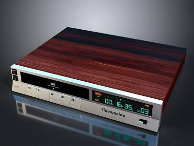 Videoseven Electronic Device With Wooden Top Panel And Digital Time Display Front Buttons 3d model