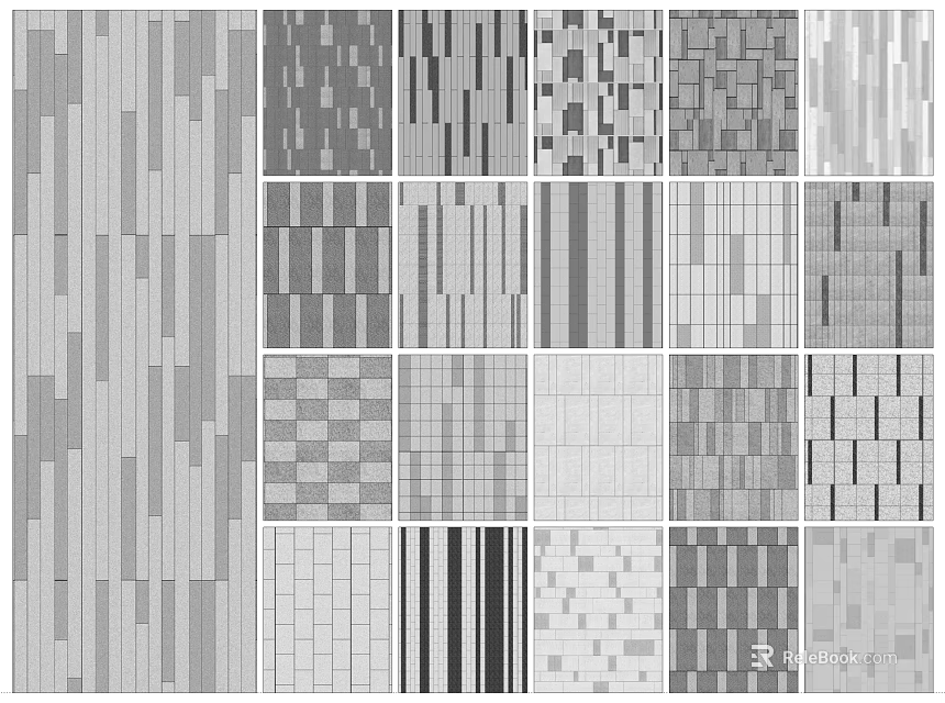 Various Square Paving Designs With Geometric Patterns And Stone Tiles 3d model