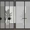 Modern Sliding Doors With Black Frame And Textured Glass For Interior Partition