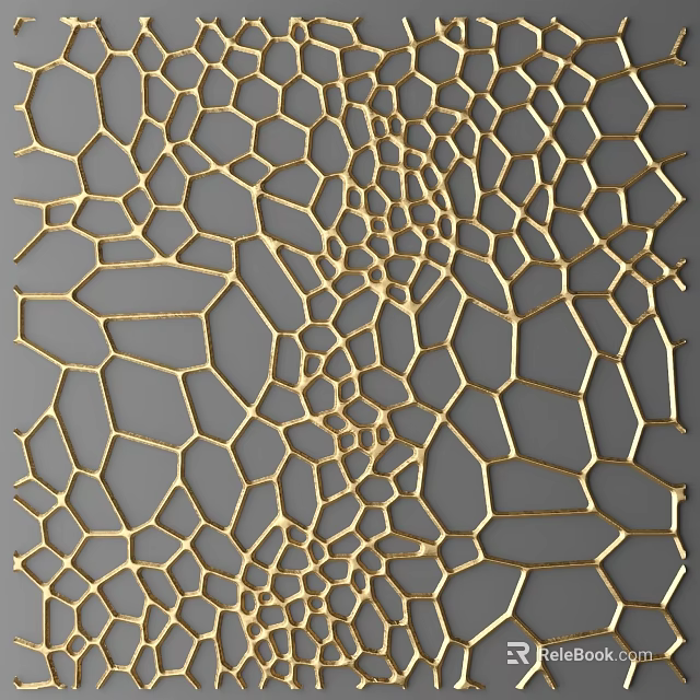 Golden Honeycomb Pattern Modern Wall Decoration With Intricate Geometric Design 3d model 