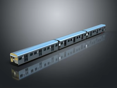 Modern Passenger Train Consisting Of Multiple Carriages With Shiny Exterior 3d model