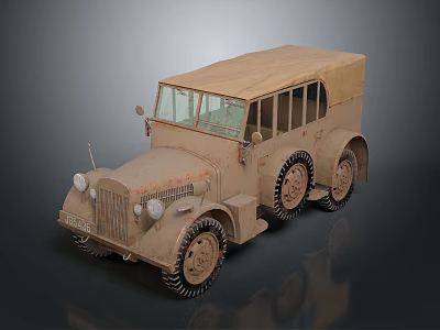 Vintage Off Road Vehicle With Canvas Top And Rugged Tires Classic Design 3d model
