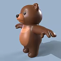 Cute Brown Cartoon Bear Figure With Open Arms 3D Model Design