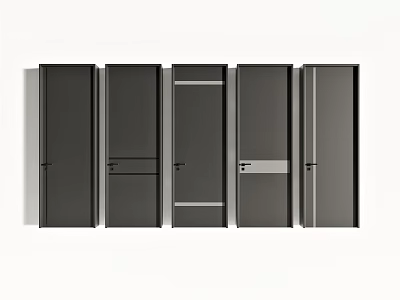 Black Hinged Doors With Modern Design And Various Panel Details For Interior Spaces 3d model