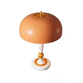Stylish Table Lamp With Orange Lampshade White Pole And Golden Decorative Ball