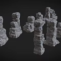 3D Scene Components Featuring Detailed Stacked Rock Structures And Textured Stone Formations 3d model