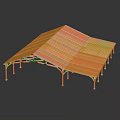 Orange Roof Industrial Factory Building With Metal Support Structure