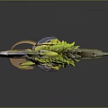 Fantasy Weapon Axe with Green Yellow Dragon Design Intricate Handle and Golden Blade