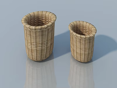 Practical Woven Storage Baskets Set of Two Sizes for Home Organization 3d model