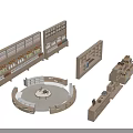 Diverse Wooden Shelving Units With Circular Multi Layer And Various Structure Designs 3d model