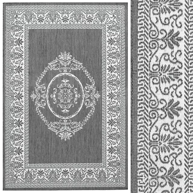 Elegant Classic Square Rug With Intricate Central Ornament And Detailed Border Patterns 3d model 