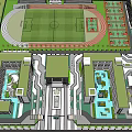 Garden Landscape Design With Sports Field Green Spaces And Building Layout