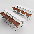 Modern Conference Tables With White Tabletop Metal Legs And Brown Rolling Chairs Meeting Room