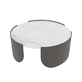 Modern Round Coffee Table With White Marble Top And Black Curved Base 3d model