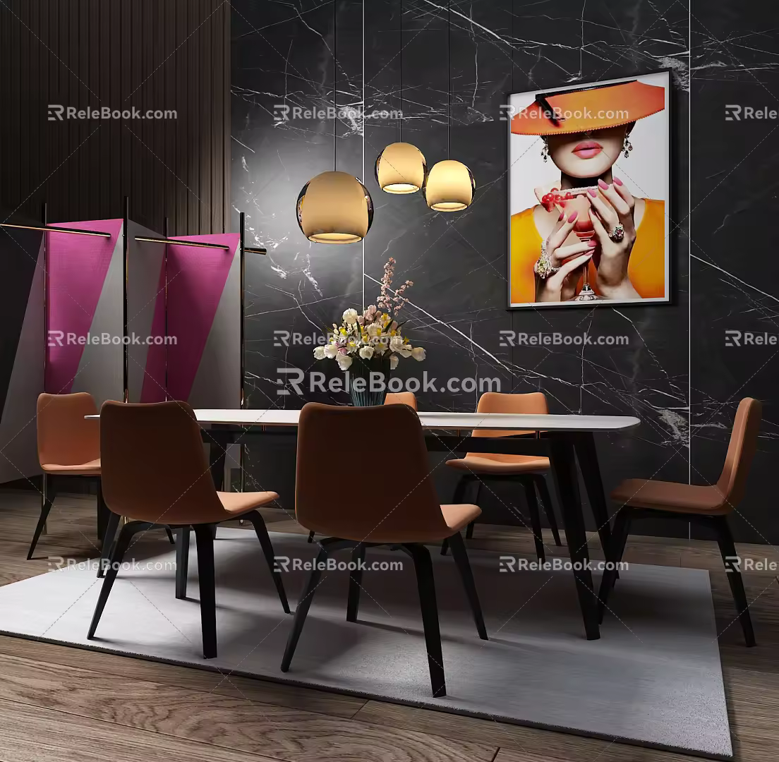 Modern Dining Table and Chair Combination Dining Table and Chair 3d model