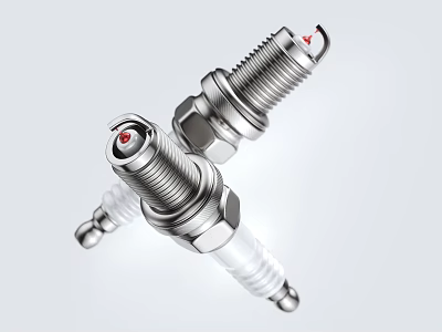 Industrial Spark Plugs Featuring Metal Threads Ceramic Insulators And Red Electrode Tips 3d model