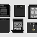 Modern Black Kitchen Appliances Oven Dishwasher Coffee Maker And More