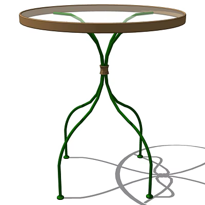 Outdoor Table With Green Metal Curved Legs And Round Tabletop Design 3d model