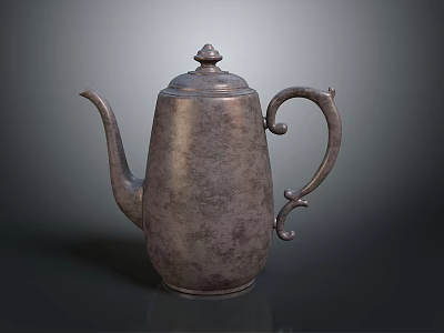Vintage Metallic Teapot With Decorative Lid Curved Spout And Handle 3d model