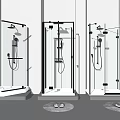Modern Shower Sauna Interior Design With Three Glass Enclosures And Bath Mats