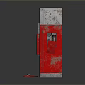 Vintage Red Vending Machine With White Top Worn Surface And Side Red Item