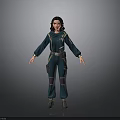 3D Female Character In Green Utility Overalls With Functional Pockets And Boots