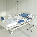Mobile Adjustable Medical Hospital Bed With Mattress Side Rails And Overbed Table