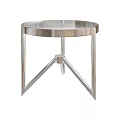 Modern Silver Side Table With Round Glass Top And Geometric Metal Legs 3d model