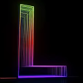 3D Letter Design With Colorful Neon Lights Layered Lines And Illuminated Effect On Black Background