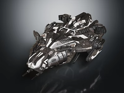 Futuristic Cosmic Spaceship with Detailed Mechanical Structure and Aerodynamic Design Features 3d model