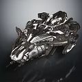 Futuristic Cosmic Spaceship with Detailed Mechanical Structure and Aerodynamic Design Features