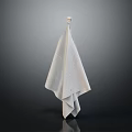 Soft White Textured Towel Hanging On Simple Hook Against Dark Background