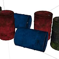 Multicolored Industrial Equipment Oil Drums in Various Colors and Sizes