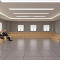 School Modern Auditorium Interior With Large Screen Lectern And People Sitting On Stepped Seats