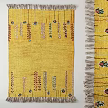 Yellow Square Rug With Colorful Floral Patterns And Fringe Tassels Design