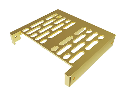 Golden Metal Hard Drive Mount Bracket With Multiple Holes And Durable Design 3d model
