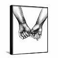 Intertwined Hands Black and White Detailed Sketch Artwork for Home Decor