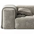Gray Plush Sectional Sofa With Accent Pillows And Throw Blanket For Modern Living Room