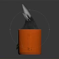 Orange Ceramic Mug With Camellia Tea Bag Steeping In Hot Water