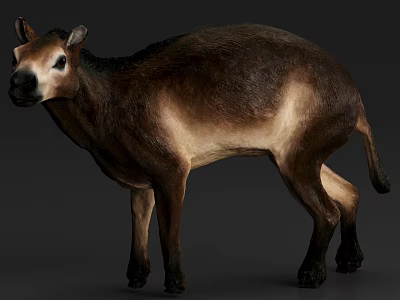 Realistic 3D Model of Brown Furred Quadruped Wild Animal With Muscular Body And Short Tail 3d model