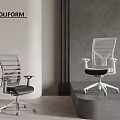 Poliform Modern Office Chairs With Mesh Backrest Black Seat And Metal Base Design
