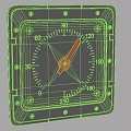 Industrial Equipment Square Casing Dial With Red Pointer And 0 To 210 Scale